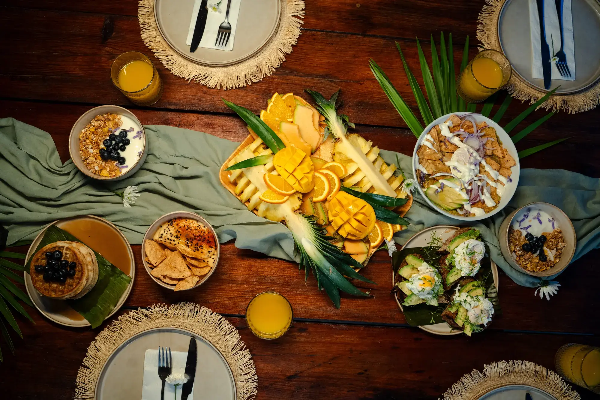 Overhead brunch table